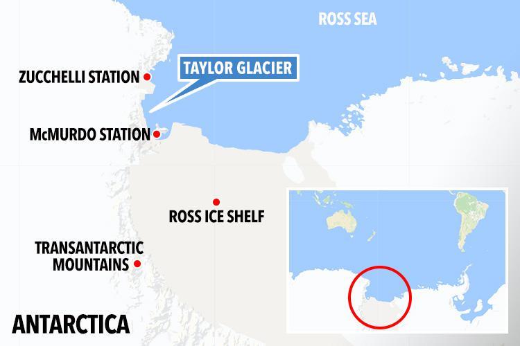 Where is Taylor Glacier in Antarctica? Image credit Wikimedia Commons