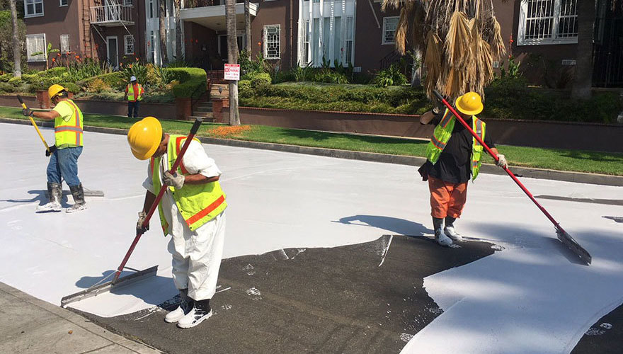 Painting streets gray; Image CITY OF LOS ANGELES BUREAU OF STREET SERVICES